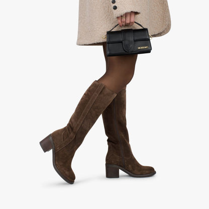 Poelman Cow Suede Laarzen -  Dark Brown