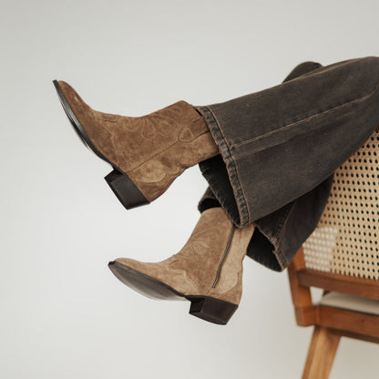 Red-Rag Western Low Boot -  Taupe Suede